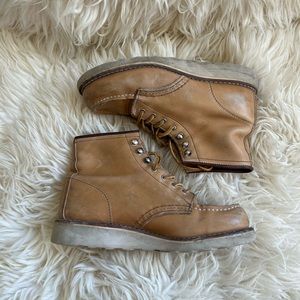 Red Wing Genuine Leather Moc Toe Boots Cream